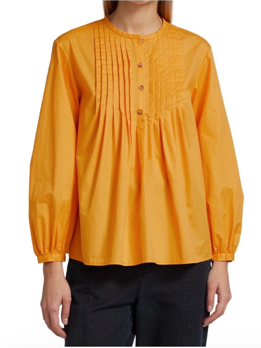 Derek Lam 10 Crosby August Pleated Blouse Orange Cotton Size 4 NWOT
